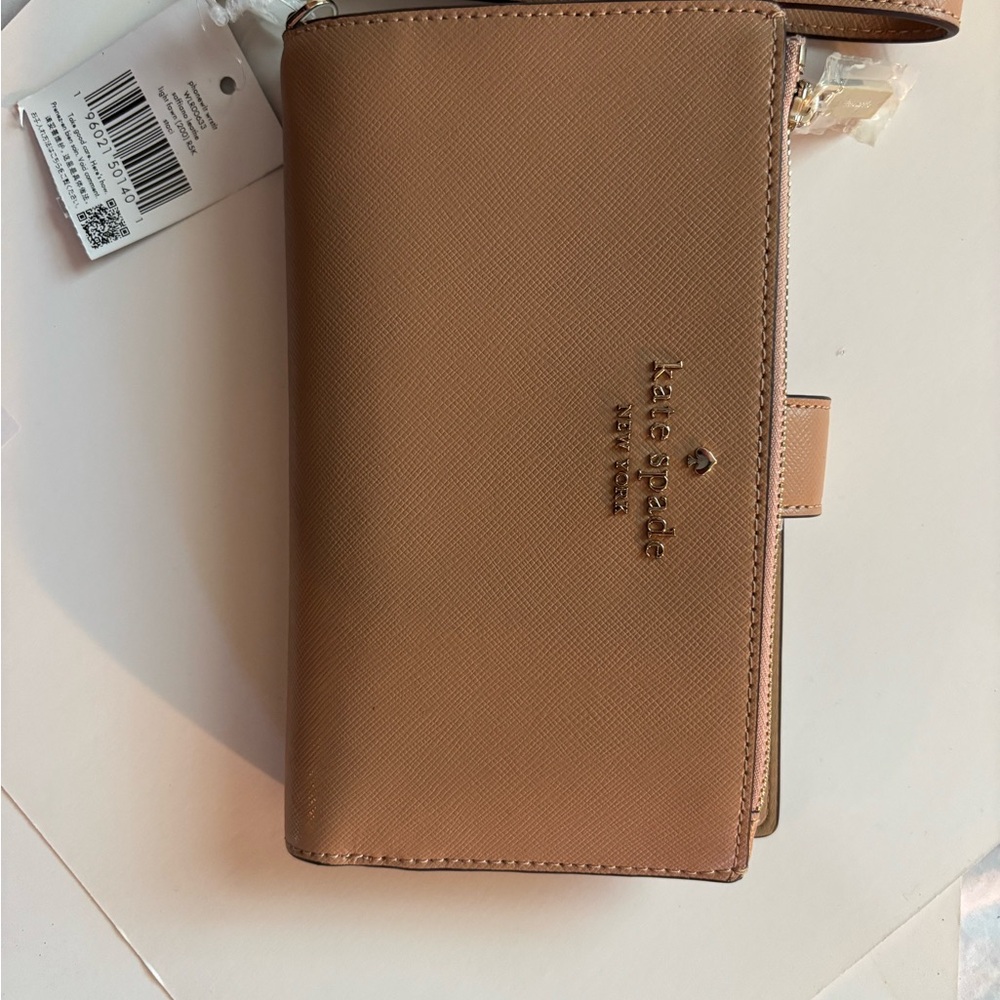 KATE SPADE NEW YORK TAN WALLET WITH WRISTLET #KATE SPADE #WRISTLET #NWT#LEATHER